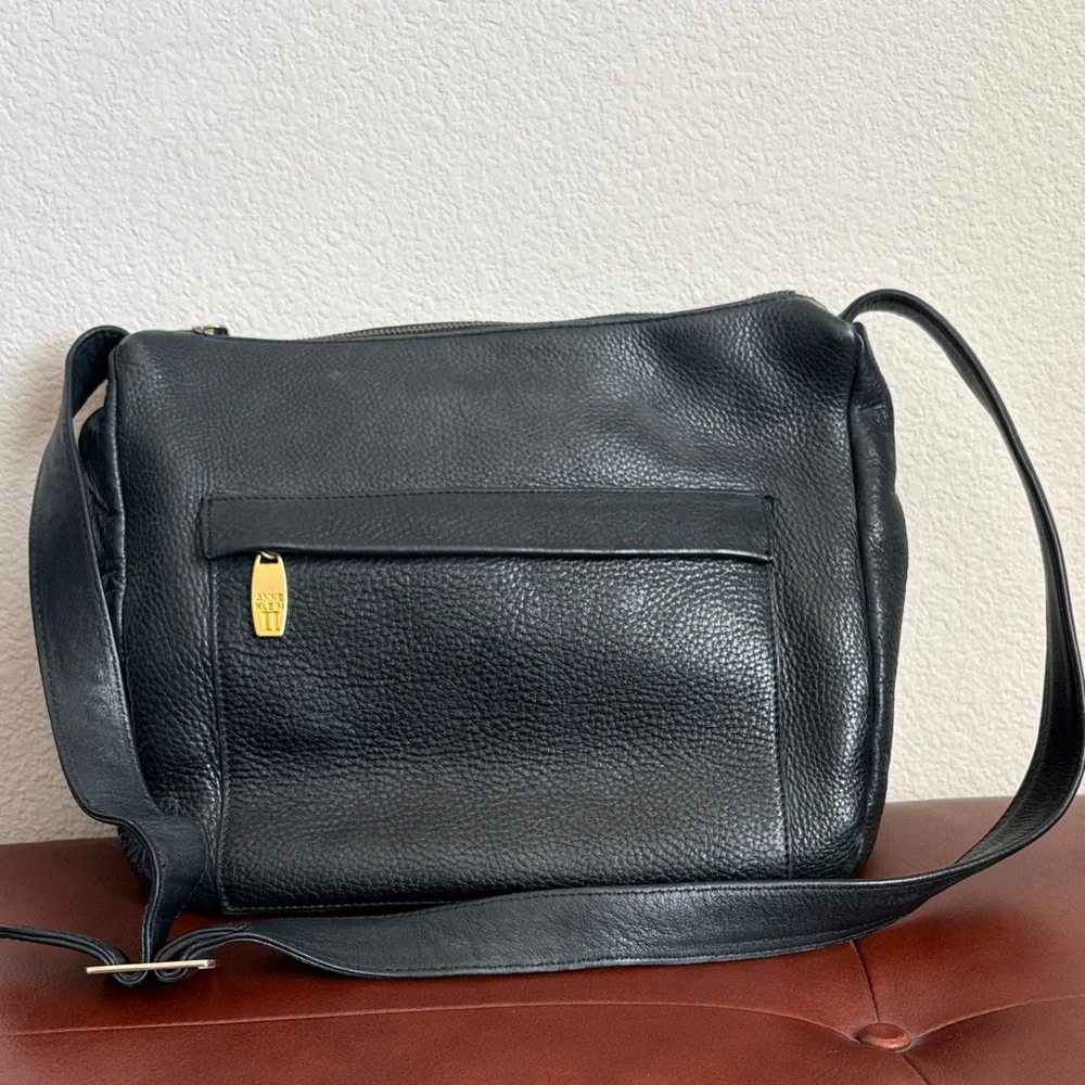 Anne Klein Black Leather Crossbody Bag